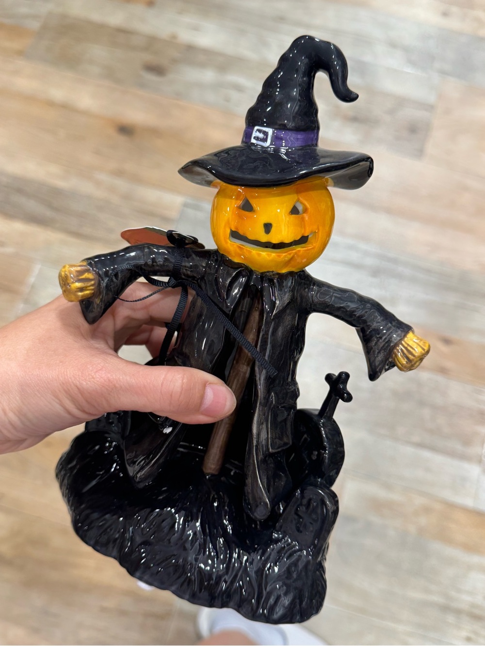 Halloween Blue Sky Pumpkin Scarecrow Witch Hat Figurine Decor